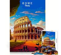 Roma, Italia, Colosseo, Poster di viaggio, Arte, Puzzle difficile per adulti, 1000 pezzi, Richiamo, Stimola, Tranquillo, Calmo, Taglio liscio, Classico, Regalo (50x75cm)