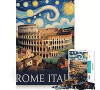 Roma, Italia, Colosseo, stile Van Gogh, puzzle da 1000 pezzi per ragazzi, gioco di logica, divertente e silenzioso, taglio liscio, regalo adorabile (38x26cm)