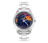 Roma Italia Landmarks Fashion Quartz Orologio da polso in acciaio inox con numeri arabi per uomo donna, Stile:, regular, MHXYZHW