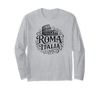 Roma Italia - Scritta Vintage Decorata con Colosseo Maglia a Manica