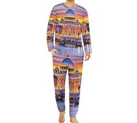 Roma Italia Set pigiama da uomo a maniche lunghe top e pantaloni morbidi indumenti da notte comodi loungewear Pj set, Stile:, L