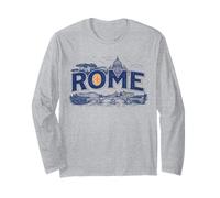 Roma Italia Skyline Vintage Viaggio Art Viaggi Souvenir Maglia a Manica