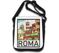 Roma Italy Vintage Retro Travel Poster Borsa a tracolla Bianco