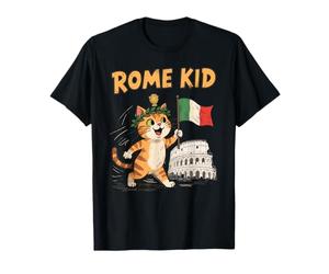 Roma Kid Cat Bandiera Italia Colosseo Viaggio Souvenir Maglietta
