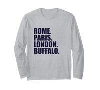 Roma Parigi Londra Buffalo - Fun Cities Travel Maglia a Manica