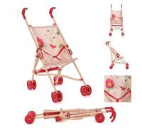 Roma RHS Umbrella Buggy - Carrozzina per bambole Flora, età 2+, color crema/rosso bacche, modello Flora, tessuto riciclato ecologico, per bambole fino a 42 cm