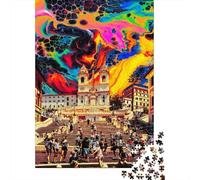 Roma Scalinata di Spagna Puzzle 1000 Pezzi per Adulti Cielo Creativo Multicolore Gioco di Puzzle 1000 Pezzi Relax Casa Arredo Regalo 52x38cm/1000pcs