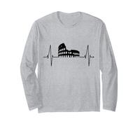 Roma Skyline Colosseo Battito del Cuore Italia I Love Rome Maglia a Manica