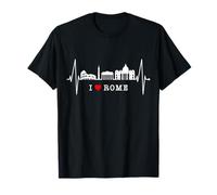 Roma Skyline Colosseo Battito del Cuore Italia I Love Rome Maglietta