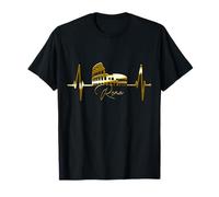 Roma Skyline Colosseo Battito del Cuore Italia I Love Rome Maglietta