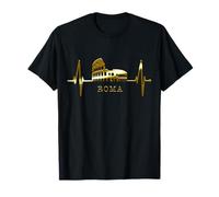 Roma Skyline Colosseo Battito del Cuore Italia I Love Rome Maglietta