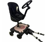 Roma X RHS 4 Rider - Seggiolino e pedana sterzante universale per passeggino, con ruote LED, sedile con motivo stampato, adatto al 99% delle carrozzine, per bambini da 1 a 6 anni (25 kg), design a 4