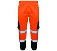 Romaans Pantaloni da jogging ad alta visibilità, pantaloni cargo spessi con nastro riflettente di sicurezza, abbigliamento da lavoro elastico in vita joggers sudore jog pantaloni tuta, Arancione, blu