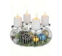 Romadedi Corona dell'Avvento, moderna in metallo, per l'Avvento, in argento, per 4 candele dell'Avvento, decorazione natalizia, ghirlanda dell'Avvento, decorazione per candele, tavolo, decorazione