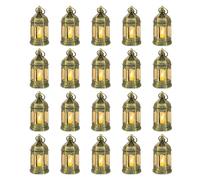 Romadedi Lanterna dorata per matrimonio, set da 20 mini lanterne da appendere, con candele a LED per feste, Natale, Ramadan, giardino, balcone, esterno, orientale