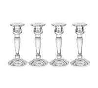 Romadedi Porta Candele Candelabri Cristallo - Set di 4 Portacandele in Vetro Elegant Candelabro da Tavolo per Centrotavola Candele Decorazioni Casa Compleanno Natalizie Matrimonio Festa