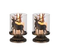 Romadedi Porta Candele Centrotavola Natalizio - Set di 2 Portacandele Cervo Natale Tavolo Decorazioni per Natalizie Regalo Avvento Casa Soggiorno Camera Shabby Chic