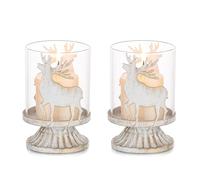 Romadedi Porta Candele Centrotavola Natalizio - Set di 2 Portacandele Cervo Natale Tavolo Decorazioni per Natalizie Regalo Avvento Casa Soggiorno Camera Shabby Chic