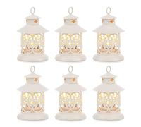Romadedi Portacandele decorativo per lumini tealight, 6 pezzi, stile vintage, bianco, mini lanterna da appendere per lumini da tè, decorazione per matrimoni, caffè, tavolo da pranzo, mensole, esterni,