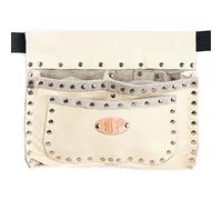 Romagna Borchiata - Borsa in Vera Pelle, Colore Panna, Rivetti Cromati, Cintura Inclusa