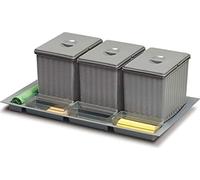 ROMAGNA PLASTIC Bidoni per Raccolta differenziata, 4 Contenitori Spazzatura + 3 vaschette, Colore Grigio, Art 902