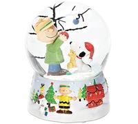 Roman Peanuts Snoopy and Charlie Brown 100 mm O Christmas Tree Musical Water Globe