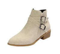 Roman Retro Stivali corti in pelle Femmina 2025 Grandi dimensioni Con Pizzo E Stivali Femmina Con Tacco Allacciato, bianco, 43 EU