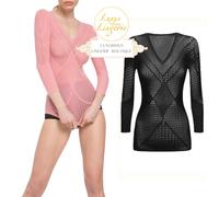 Romance Net Top A Maniche Lunghe Di Wolford S Nero Trasparente Design A Rete