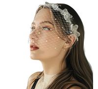Romance Velo da sposa con strass fascia per capelli fiore styling copertura per il viso per feste di nozze Dressingup Puntelli Crystal Hairband