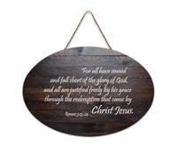 Romani 3:23 24 For All Have Sinned And Fall Short of The Glory of God And Are Justified Freely By Hi Wood Sign 6x10 Bibbia Wall Art Targhe in legno per porta d'ingresso Soggiorno Cucina Decor