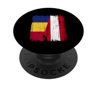 Romania Austria Mezza bandiera Romania Austria Patrimonio Romeno PopSockets PopGrip Adesivo
