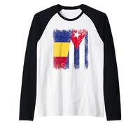 Romania Cuba Mezza Bandiera Romania Cuban Heritage Maglia con Maniche Raglan
