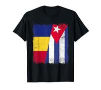 Romania Cuba Mezza Bandiera Romania Cuban Heritage Maglietta