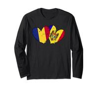Romania Moldavia Cuore Bandiere Romania Moldavo Doppia Bandiera Maglia a Manica