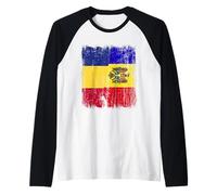Romania Moldavia Mezza Bandiera Romania Moldava Patrimonio Maglia con Maniche Raglan