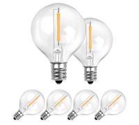 ROMANJOY Lampadine LED G40 per Luci Solari 24V, E12, 6 Pezzi | 1W, 2700K, IP44 Impermeabile, Plastica Infrangibile, per Giardino, Terrazzo, Balcone, Matrimonio, Festa, Pergola, Tenda