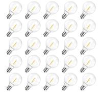 ROMANJOY Lampadine LED G40 per Luci Solari 3V, E12, 25 Pezzi | 1W, 2700K, IP44 Impermeabile, Plastica Infrangibile, per Giardino, Terrazzo, Balcone, Matrimonio, Festa, Pergola, Tenda