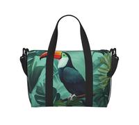 Romano Art_79253158 - Borsa da viaggio a tracolla, impermeabile, grande capacità, Foglie tropicali uccello, Taglia unica