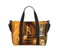 Romano Art_79253158 - Borsa da viaggio a tracolla, impermeabile, grande capacità, Microfono con note musicali, Taglia unica