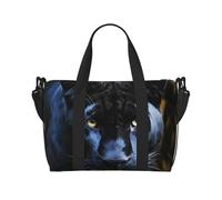 Romano Art_79253158 - Borsa da viaggio a tracolla, impermeabile, grande capacità, Pantera con occhi azzurri, Taglia unica