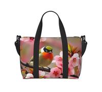 Romano Art_79253158 - Borsa da viaggio a tracolla, impermeabile, grande capacità, Uccello in Peach Tree, Taglia unica