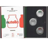 romanphil Folder Ufficiale Nutella con Moneta da 5 Euro in Argento Singola o in trittico - Monete da Collezione Non spendibili (Bianca)