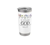 Romans 8:28 Christian Bible Verse We Know God Works for Good Bicchiere termico in acciaio inox doppia parete