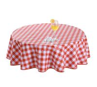 Romanstile rotonda Tovaglia antimacchia 120cm，PVC Tovaglia Quadri rosso e bianco ，Tovaglia da esterno impermeabile,per compleanno,prima comunione,pic nic da prato,feste,per Ristorante,giardino