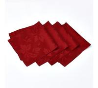 Romanstile Set di 4 tovaglioli natalizi in jacquard, 50 x 50 cm, impermeabili, motivo floreale damascato, tovaglioli decorativi con bordi smerlati per cena/feste/vacanze, rosso