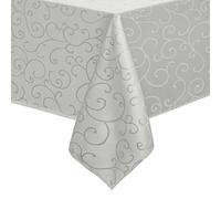 Romanstile Tovaglia Antimacchia Rettangolare 180x140 cm Grigia Tovaglie Jacquard Eleganza Idrorepellente da Esterno Perfetta per la Tavola per Primaverile Feste Compleanno,Giardino,Picnic(6-10 posti)
