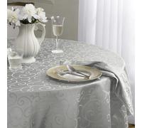 Romanstile Tovaglia Grigia Elegante Rotonda 80cm Diametro Antimacchia Tovaglie Jacquard Idrorepellente Perfetta per Tavolini da Caffè,Festività,Picnic,Esterno,Primavera,Pasqua,Piccoli Tavoli da Pranzo