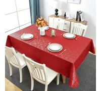 Romanstile Tovaglia plastificata natale antimacchia 140x180 cm rettangolare con motivo floreale Tovaglia 6 posti Elegante Tovaglie cerata Impermeabile per esterno natalizia capodanno feste compleanno