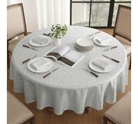 Romanstile Tovaglia Rotonda Antimacchia 160 cm Diametro Tovaglie Grigia Elegante Jacquard Tovaglia idrorepellente da Esterno per Grande Tavola Festiva per Primaverile,Pasqua,Picnic,Compleanno,Cucina