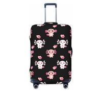 Romantic axolotls - Copribagagli da viaggio con motivo a cuore, elastico, 45-81 cm, colore: nero, Nero , L